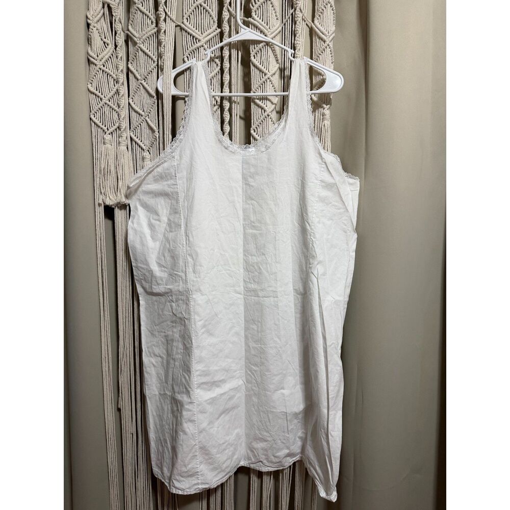 NWOT Vintage Velrose White Cotton Full SlipNightgown Lace Trim Cottagecore Sz 44